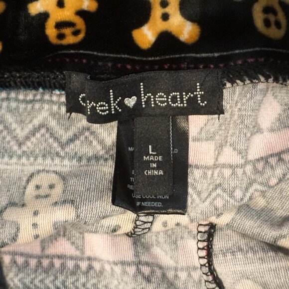 Derek Heart Velour Black Gingerbread Men Legging Pants Junior’s Large - Picture 4 of 5